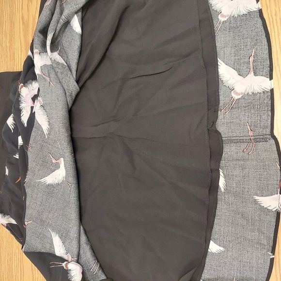 PINK MUCHACHA A-Line Black Skirt with Crane Print made in Quebec Canada - Picture 4 of 6